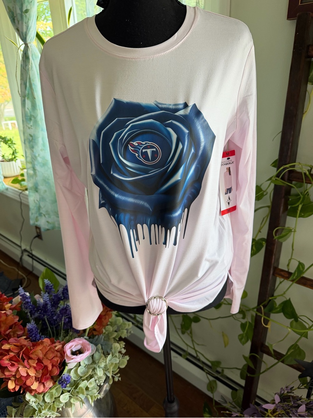 Tennessee Titans Long-Sleeve Top with Blue Rose Graphic